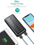 Akupank V&auml;line kaasaskantav p&auml;ikeselaadija/aku &bdquo;Solar Powerbank 20000mAh&ldquo; taskulambi ja IC kaitsega