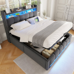 Pehmed voodi 140x200, LED, USB, h&uuml;drauliline, 2 pak.