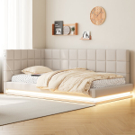 Pehmete voodi LED, USB, restid, 90x200 cm, 1 tk