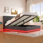 Pehmete polsterdatud voodiraam, LED, USB-C, reguleeritav, 140x200