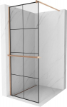 Mexen Kioto+ du&scaron;isein riiuliga Walk-in 70 x 200 cm, must ruudustik, harjatud vask - 800-070-121-65-77