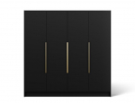 Riidekapp Palladio 200, 200x200x51 cm, must/kuldne