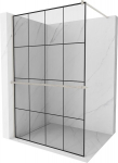 Mexen Kioto+ du&scaron;isein riiuliga Walk-in 140 x 200 cm, must ruudustik, harjatud nikkel - 800-140-121-97-77, 140 x 200 cm