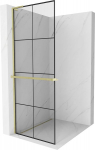 Mexen Kioto+ L du&scaron;iekraan riiuliga Walk-in 90 x 200 cm, must ruudustik, kuldne harjatud - 800-090-123-55-77