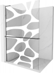 Mexen Kioto+ L du&scaron;isein koos riiuliga Walk-in 100 x 200 cm, valge laine, harjatud gun gray - 800-100-123-66-97, 100 x 200 cm