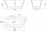 Mexen Luna eraldiseisev vann 150 x 75 cm, valge/must, &uuml;levool gun metal - 52031507575-95, 150 x 75 cm