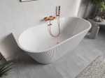 Mexen Oris vanniabin seisev rifflitud 150 x 75 cm, valge, &uuml;levool roosa kuld - 52871507500-60, 150 x 75 cm