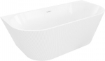 Mexen Oris vabad seisev seinaga ribitud vann 150 x 75 cm, valge, valge &uuml;levool - 52871507500-20, 150 x 75 cm