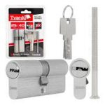 Tvardy Luku silinder T01368, 3 v&otilde;tit, 50 000 ts&uuml;klit, alumiinium, messing, kinnituskruvi kaasas