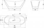 Mexen Lotos iseseisev vann 160 x 75 cm, valge/must, valge &uuml;levool - 52051607775-20, 160 x 75 cm