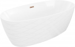 Mexen Olea vabas seisev vann muster 170 x 80 cm, valge, &uuml;lekas roosakuldne - 52821708000-60, 170 x 80 cm