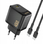 Dudao A28C 45W GaN seinaladija + USB-C kaabel - must