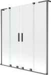 Mexen Velar L Duo vannitoa libisev kaheosaline vannisein 160 x 150 cm, l&auml;bipaistev, reljeefne harjatud hall - 896-160-003-02-66