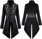 Meeste steampunk-frakk gooti vintage elegantne mugav soe must S &mdash; viktoriaanlik kost&uuml;&uuml;m, cosplay mantel, retro pintsak, gooti riided, halloween kost&uuml;&uuml;m, sametpintsak, steampunk riided