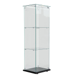 Klaasvitriin, 3 riiulit, LED-valgustusega, must, 123 x 39 x 35 cm