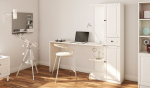 Kirjutuslaud ja raamaturiiul Linento Furniture RB-021 155x150x40 cm matt valge