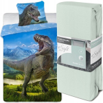 Puuvillane lina elastse 90x200 cm ja laste voodipesukomplektiga T-rex