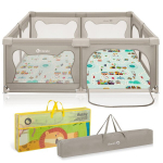 Komplekt: Laste maneež Lionelo Willow XL + kahepoolne laste vaip Lionelo Robby