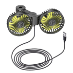 Kahepealine autoventilaator, must, 5V USB, 360&deg; p&ouml;&ouml;rlemine, vaikne, v&otilde;imas