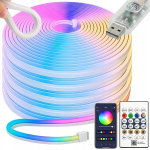 LED neona lente, Bluetooth lietotne, komplekts ar tālvadības pulti, 10 m