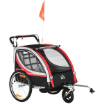 Laste jalgrattahaagis 2-in-1 s&ouml;rkimisfunktsiooniga kuni 26,4 kg, punane