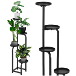 Springos metallist taimealus, 4-astmeline, matt must, 22,5 x 22,5 x 117 cm