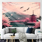 Vintage Jaapani Maastik Gobel&auml;&auml;n - &Otilde;itseng ja Fuji m&auml;gi Stseeni Kunst Pickify, 100 * 150 cm / 39 colių &times; 59 colių
