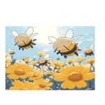 Pol&uuml;estervaip Mesilase ja P&auml;evalille Taust Pickify, 180 * 230 cm / 70,8 colio &times; 90,5 colio