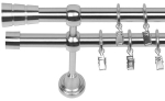 Double Curtain Rail 400 cm 19 Mm Steel Waltz Effect Basic Silent Rings for Swivels