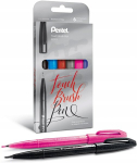 Pentel Touch Brush Pen kalligraafia komplekt, 6 v&auml;rvi