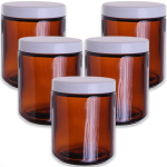 Pruun klaaspurk 250 ml valge pp-korgiga, 5-osaline komplekt