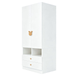 Valge riidekapp, 70 &times; 50 &times; 170 cm, 2 ust, 2 sahtlit, riidepuutoru, avatud riiulid, MDF, magamistuppa