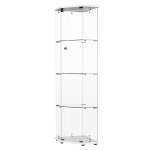 Klaasist nurgavitriin 42,5x60x162 cm, LED, 4 riiulit, lukustatav klaasuks, valge