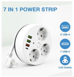 Pikendusjuhe 3-pin + 3 USB + 1 C-t&uuml;&uuml;pi pistik 2 m, CX-U206-W