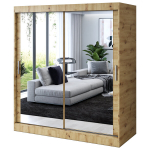 L&uuml;kandustega riidekapp Artisan Oak - 180x200cm - KARL l&uuml;kandustega riidekapp - 2 peegliga - magamistuppa ja riietusruumi