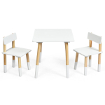 Laste laud ja 2 tooli komplekt 59x50x48 cm valge