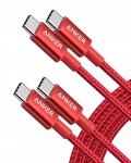 Anker USB-C &ndash; USB-C 60W PD kaabel, punutud, 1 m, 2 tk, punane