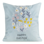 Lihav&otilde;ttepadjakate 45x45 cm sinine kirjaga Happy Easter