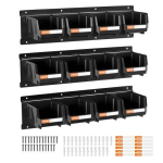 VEVOR seinapealsed hoiukastid, 12 plastikkasti ja 3 metallsiini, mustad