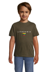 Laste khaki v&auml;rvi T-s&auml;rk &bdquo;Lithuania&ldquo; (valge)