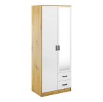 Riidekapp Mebelbos Kami 2d2s, 80x53,8x205,6 cm, pruun/valge