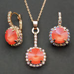 Naiste ehete komplekt &bdquo;Clarice VII (Light Coral)&ldquo; koos Swarovski kristallidega