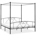vidaXL baldahhiiniga voodiraam, must, metall, 200 x 200 cm