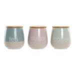 Pot - DKD HOME DECOR - Sinine Roosa - Kaučukpuu - Keraamiline - 10 x 10 x 16 cm (3 tk)