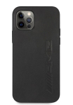 AMG AMHCP12LDOLBK iPhone 12 Pro Max 6,7 musta/musta nahkafutliar kuumade embossinguga