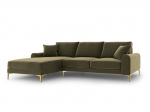 Pehme nurgadiivan Mazzini Sofas Madara, veluur, roheline/kuldne v&auml;rv