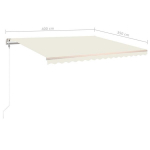 vidaXL automaatne varikatus, LED ja tuuleandur, 400 x 350 cm, kreemjas