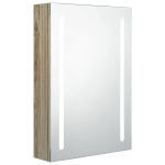 vidaXL LED vannitoa peegelkapp, tamm, 50 x 13 x 70 cm