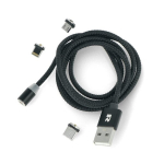 Magnetiline USB kaabel 3in1 microUSB, USB t&uuml;&uuml;p C, Lightning 100 cm must
