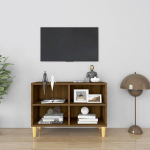 vidaXL puitjalgadega telerikapp, pruun tamm, 69,5x30x50 cm